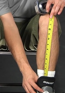 measuring hockey shin pads